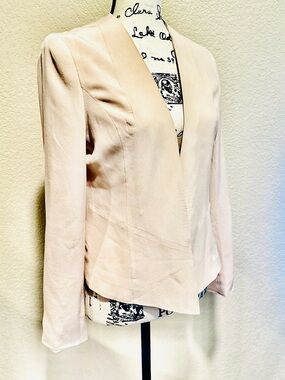 Fenn Wright Manson 100% Silk Natural Fiber Light Pink Blush Open-Front Blazer S